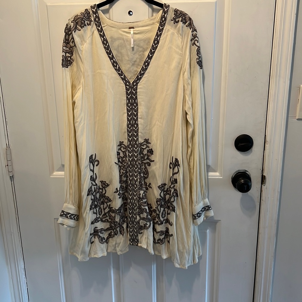 Free people flowy embroidered mini dress tunic